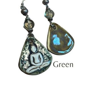 NWT Buddha Artisan made Ceramic “Prayer ” earrings crafted by Susan A Ray